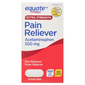 Equate Extra Strength Acetaminophen Pain Reliever Caplets; 500 mg; 40 Count