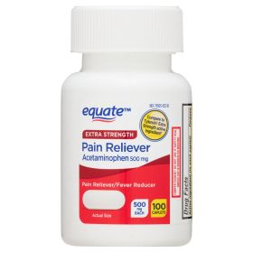 Equate Extra Strength Acetaminophen Pain Reliever Caplets; 500 mg; 100 Count