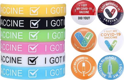 I Got My Vaccine Silicone Wristbands Bracelets Pinback Buttons Pins Brooches for Women Men Notification for Public Health Pinback Button Vaccine Pins