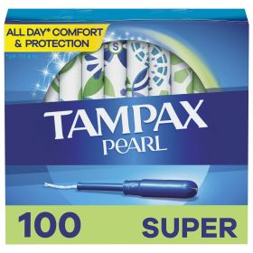 Tampax Pearl Tampons with LeakGuard Braid, Super Absorbency, 100 Ct