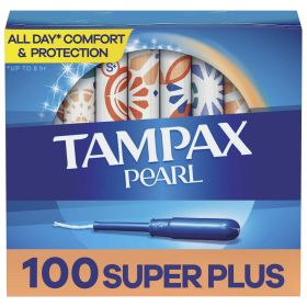Tampax Pearl Tampons with LeakGuard Braid, Super Plus Absorbency, 100 Count