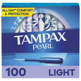 Tampax Pearl Tampons with LeakGuard Braid, Light Absorbency, 100 Ct