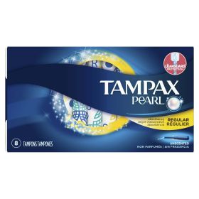 Tampax Pearl Regular Plastic Tampons, Unscented, 8 Count