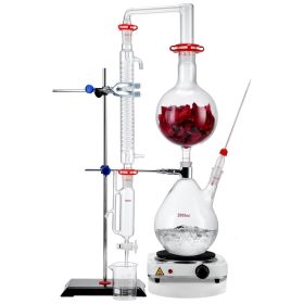 VEVOR Essential Oil Distillation Kit, 2000ml Distillation Apparatus, 3.3 Boro Lab Glassware Distillation Kit with 1000W Heating Plate and 24, 40 Joint