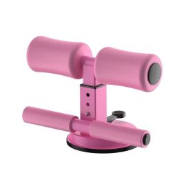 Sit Up Bar Floor, Portable Sit Up Exercise Equipment with Strong Suction Cups and Adjustable Foot Holder (Color: pink)