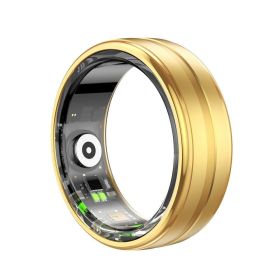 Smart Ring Health Tracker Unisex Health Monitoring Sports Tracker IP68 Waterproof Fitness Activity Tracker for Walking Cycling (Color: Gold, size: 8)
